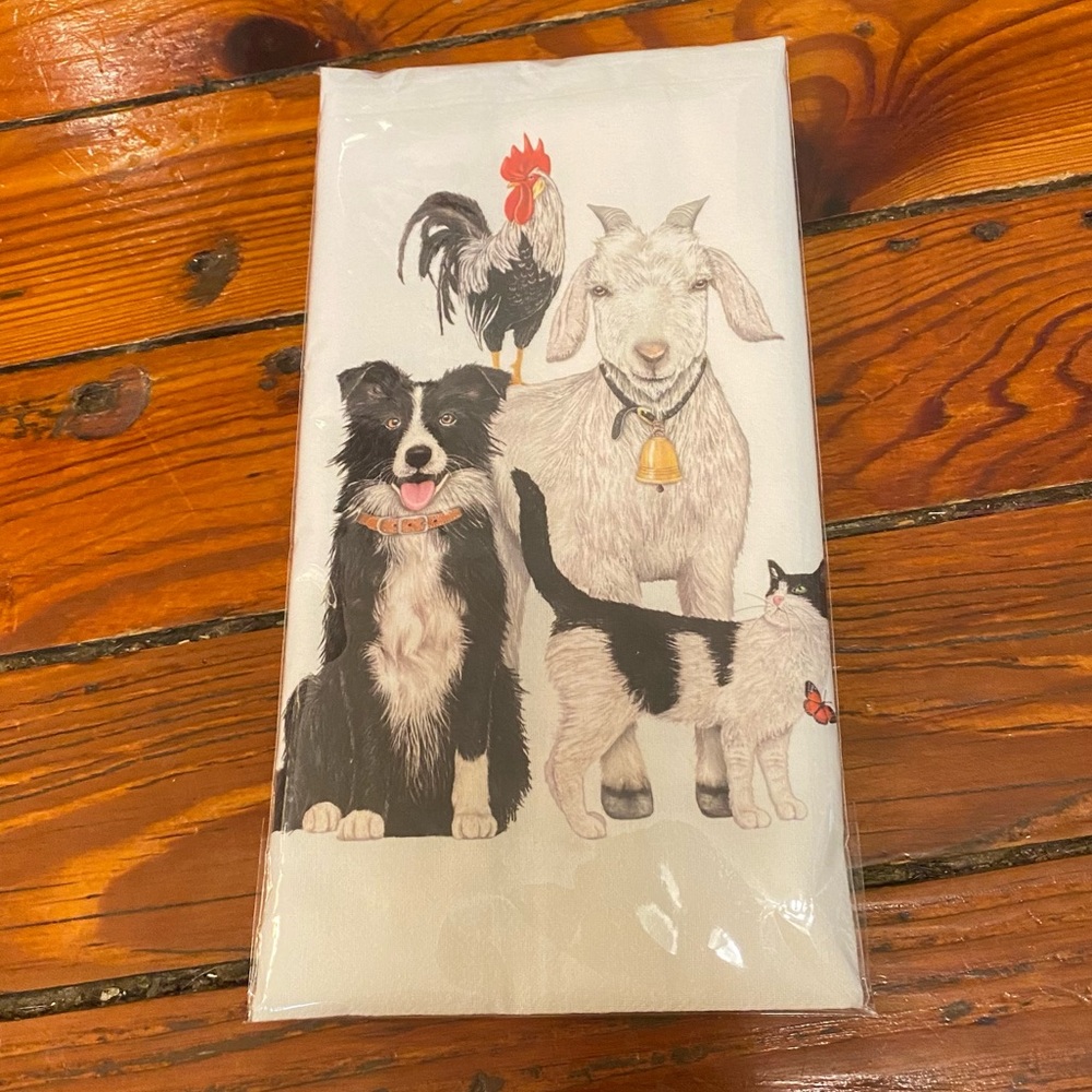Flour Sack Kitchen Dish Towel Farm Friends Mary Lake-Thompson 30” x 30” NWT
